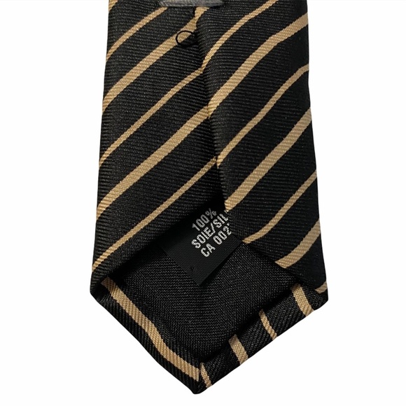 Valentino Rudy Alta Moda Roma Black Tan Stripe Tie Neutral - Picture 8 of 10